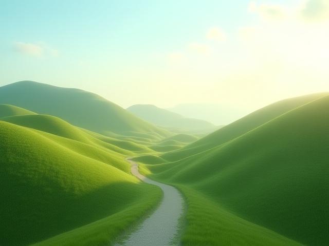 제주도 용눈이오름의 부드러운 능선과 푸른 초원