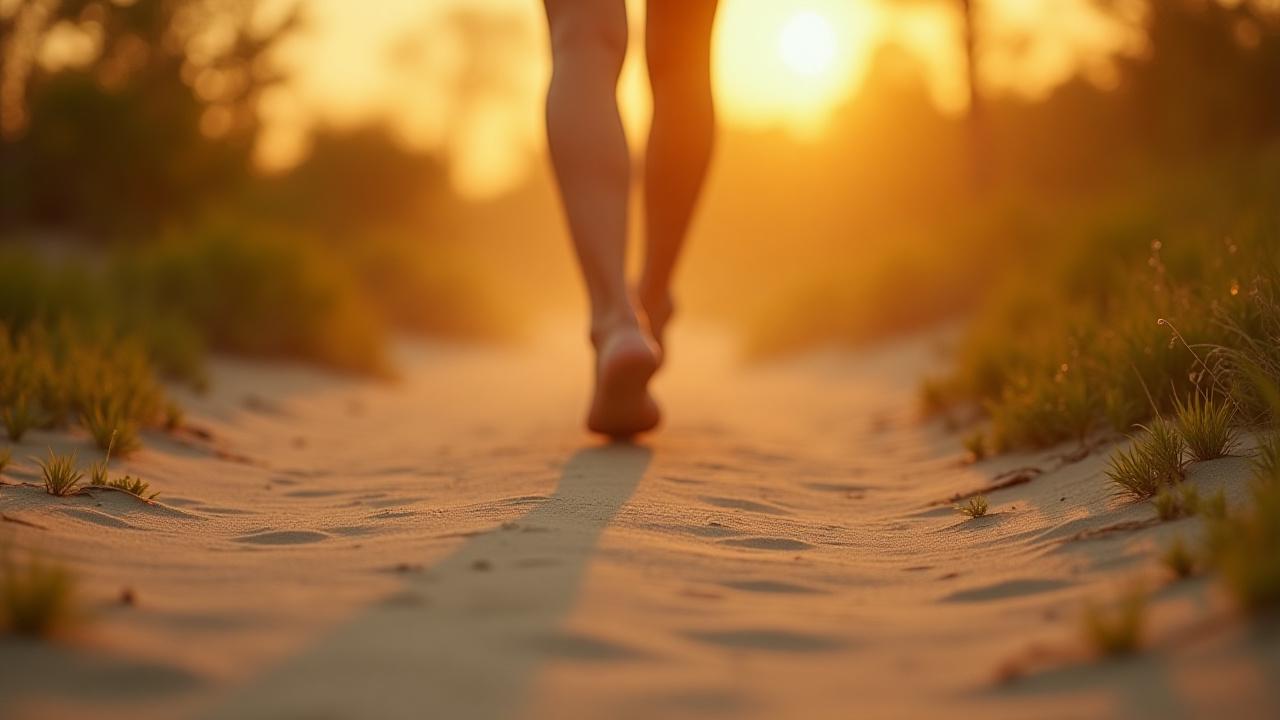 해안사구 길을 천천히 걷는 사람의 시점